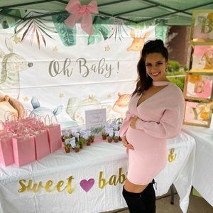 Pink knit sweater long sleeve dress.